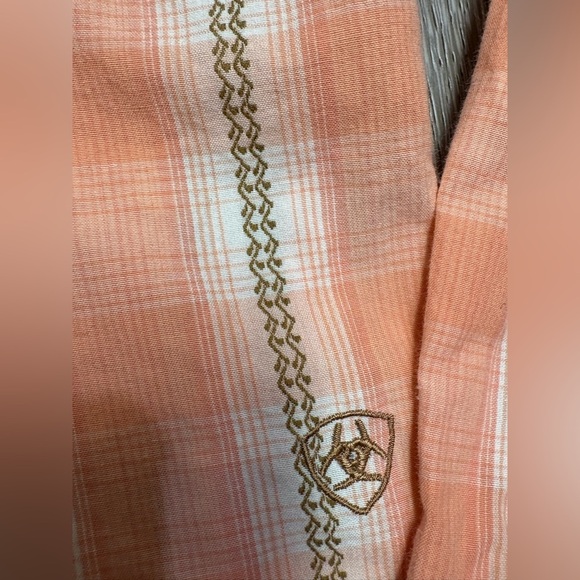 Ariat Womens  Orange Plaid Shirt - Picture 3 of 10